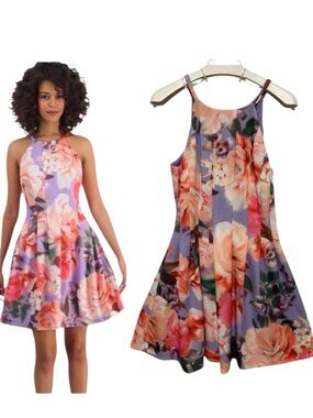 green emerald velvet dress Vince Camuto Plum Floral Print Fit-and-Flare Dress  SilkRoll